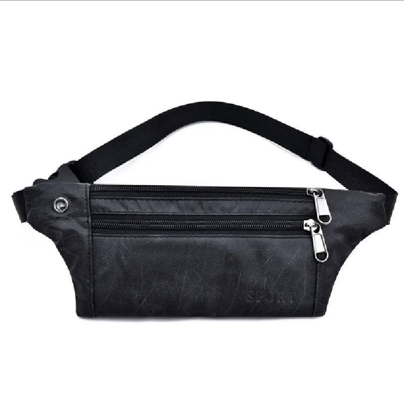 Men's Leather Belt Pouch Fanny Pack Waist Purse Bag