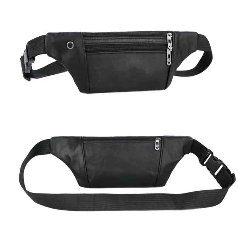 Men's Leather Belt Pouch Fanny Pack Waist Purse Bag