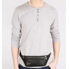 Men's Leather Belt Pouch Fanny Pack Waist Purse Bag