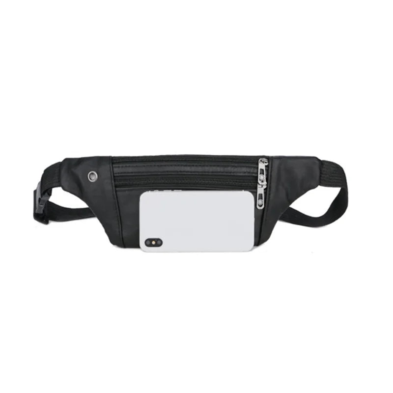Men's Leather Belt Pouch Fanny Pack Waist Purse Bag