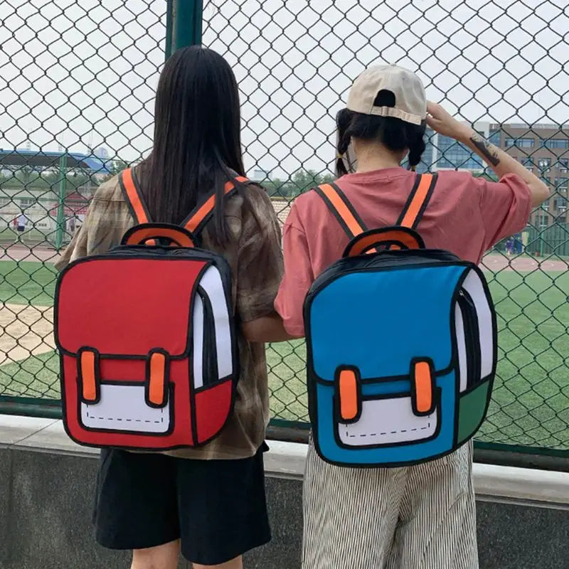 Creative Women 2D 3D Drawing Backpack School Bag for Teen Girls