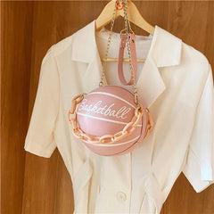 Pink Basketball Bag Crossbody Chain Handbag Wallet