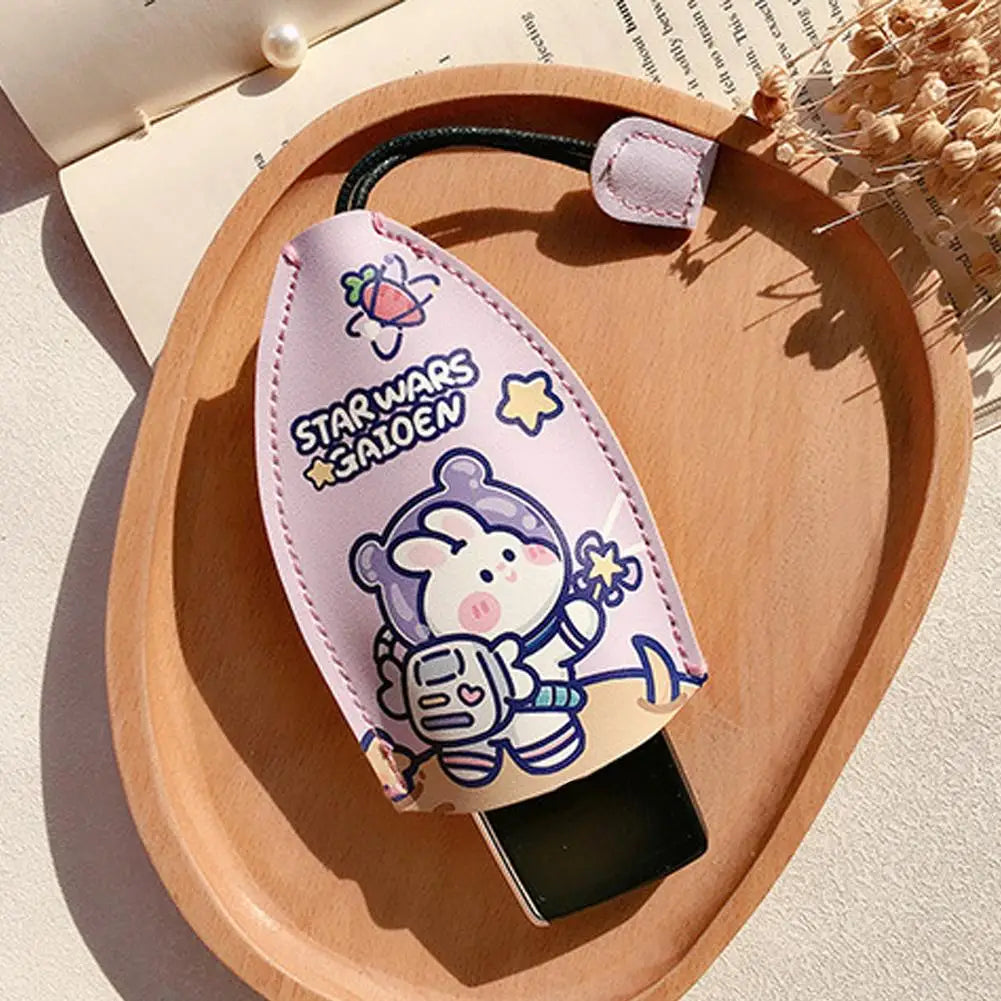 Cartoon PU Leather Pull Out Key Case Car Key Holder