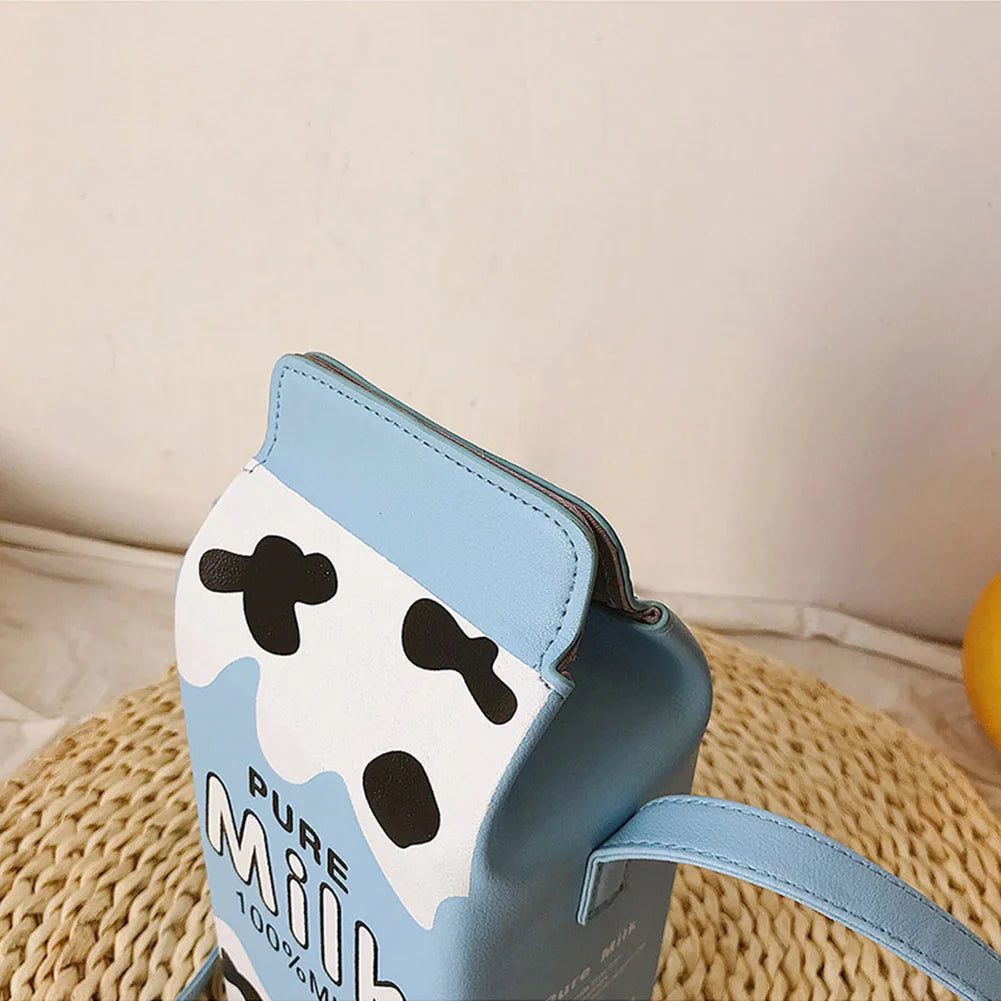 Cartoon Banana Milk Box Shoulder Bag for Girls