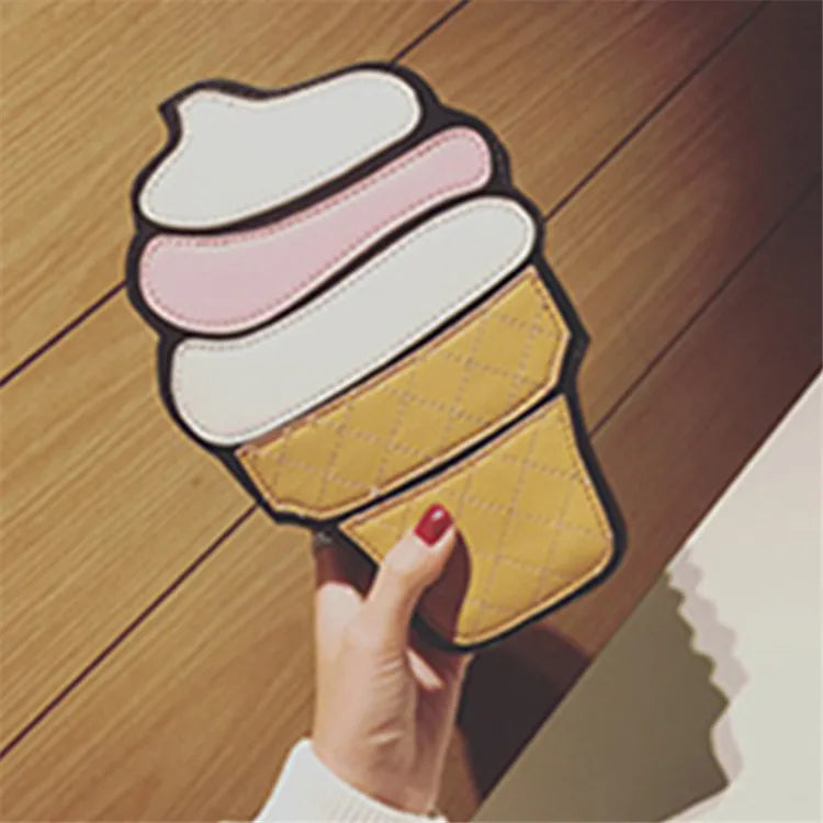 Creative Style Woman Hamburger Ice Cream PU Chains Bags