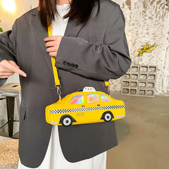 Creative Taxi Shaped Women Shoulder Bags Funny Car Crossbody Bag