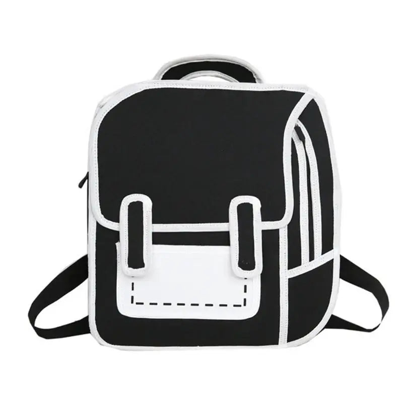 Creative Women 2D Drawing Backpack for Teen Girls