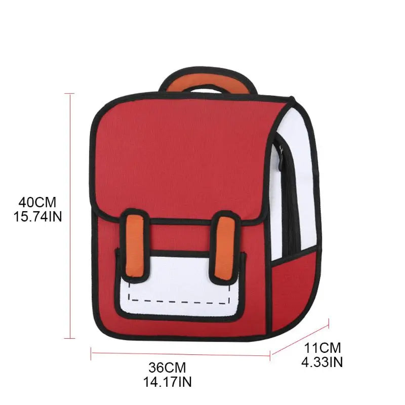 Creative Women 2D Drawing Backpack for Teen Girls