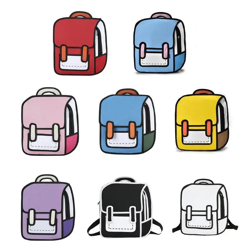 Creative Women Drawing Backpack School Bag Teenager Girls Daypack