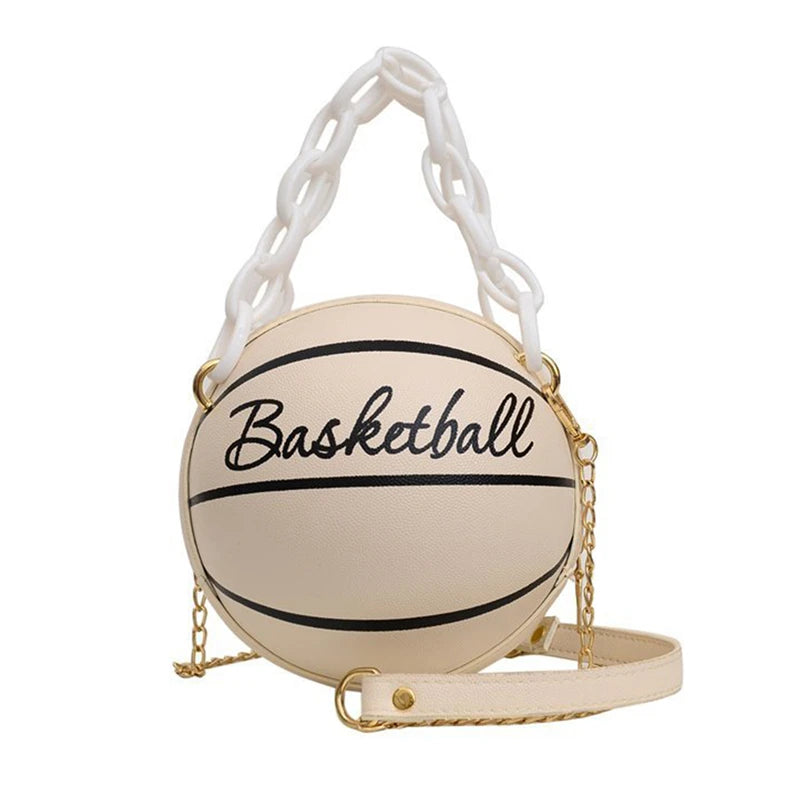 Women Shoulder Bag PU Leather Basketball Bag Letter Print