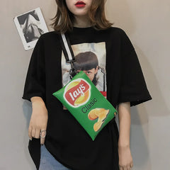 Funny Crossbody Handbag Canvas Shoulder Bag Mini Cartoon Girl Envelope Bags