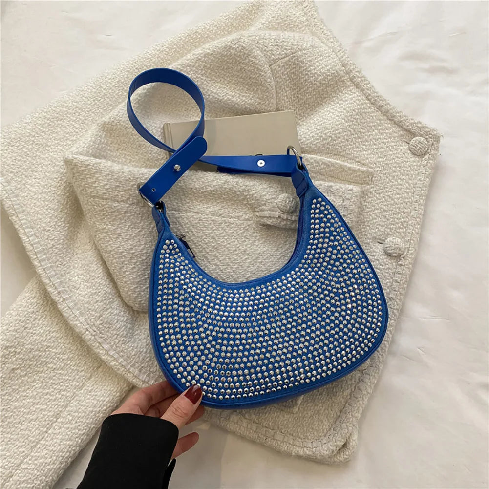 Crescent Diamonds Leather Shoulder Bag