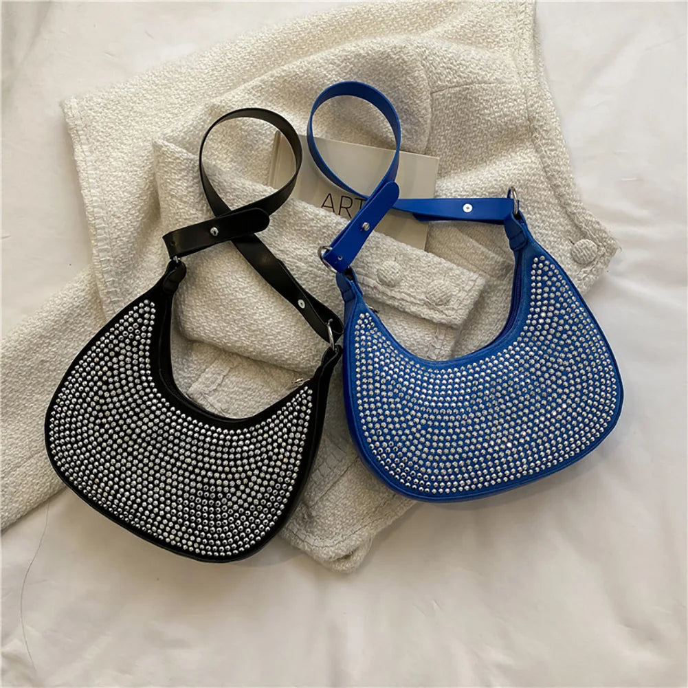 Crescent Diamonds Leather Shoulder Bag