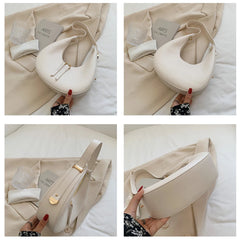 Crescent Small Tote Handbags Women's Leather Shoulder Bags Female Clutch Bags
