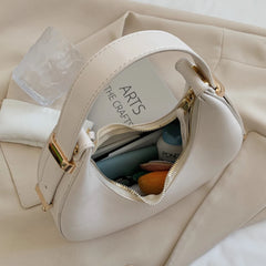 Crescent Small Tote Handbags Women's Leather Shoulder Bags Female Clutch Bags