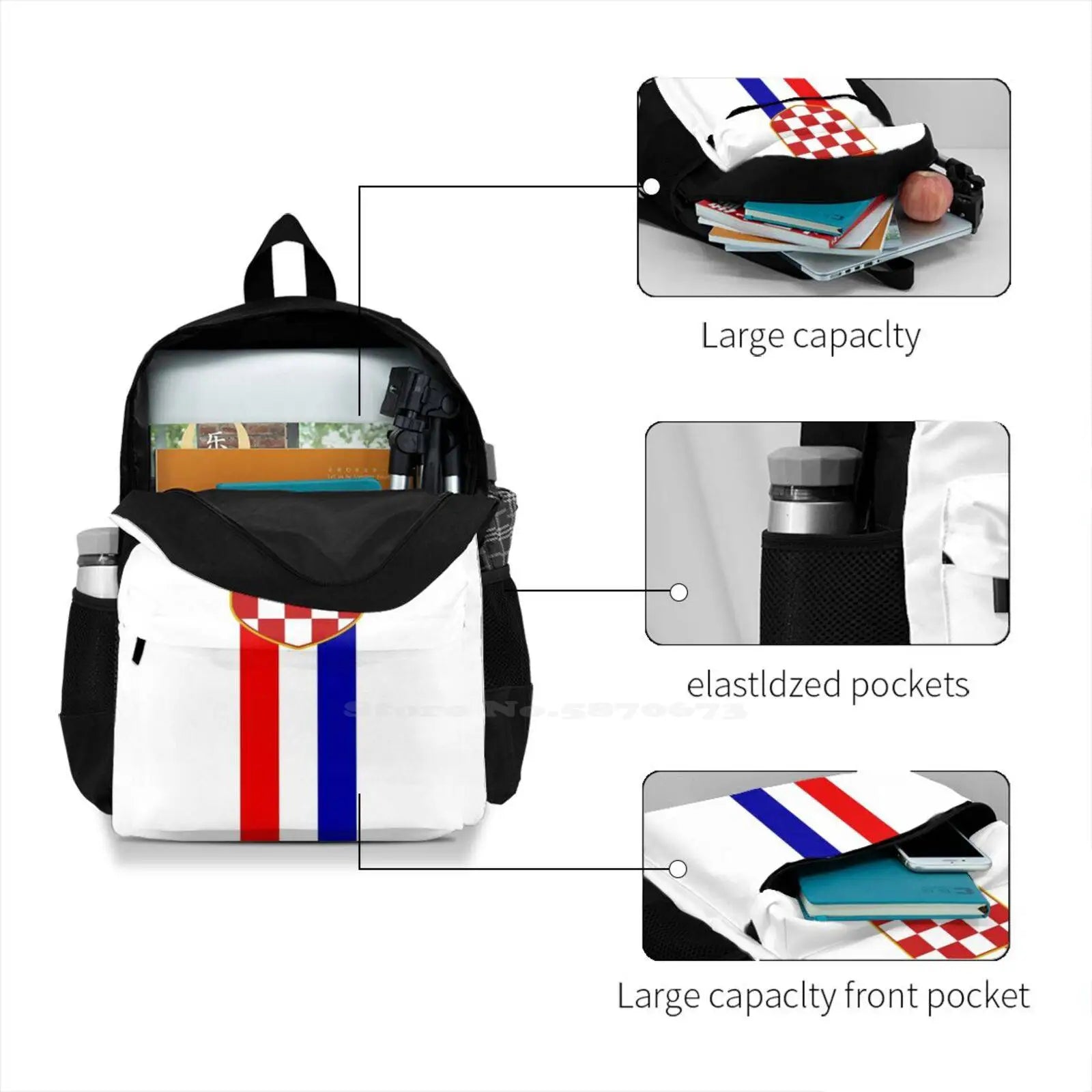 Croatia Crest Tri-Colour Strip Hrvatska Laptop Bagpack