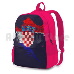 Croatia Flag And Map Croatian Pride Outdoor Hiking Backpack Waterproof