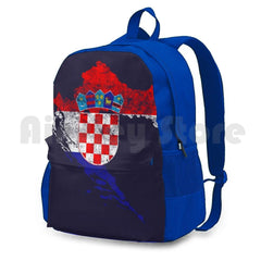 Croatia Flag And Map Croatian Pride Outdoor Hiking Backpack Waterproof