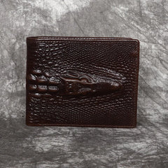 Crocodile Embossed Leather Men's Wallet Slim Bifold Vintage