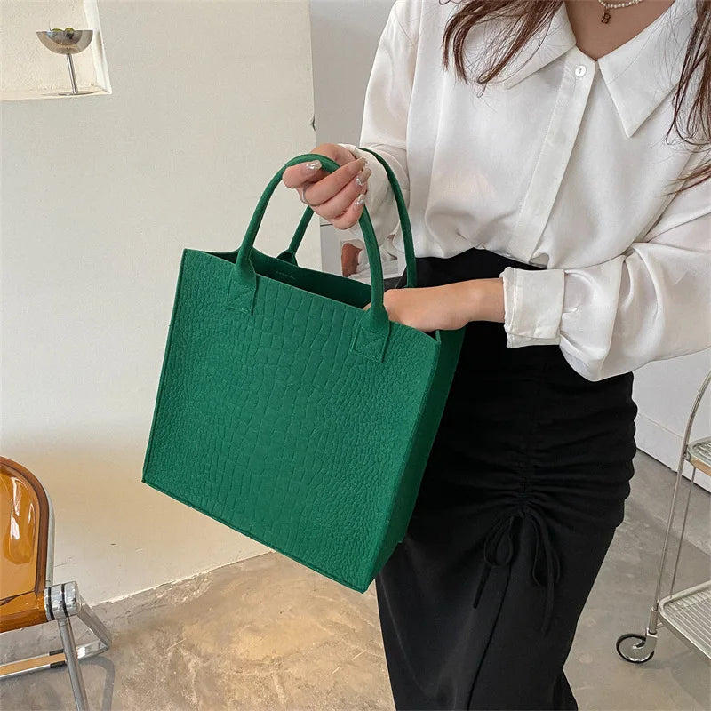 Crocodile Embossed Felt Handbag Shoulder Bag Crossbody Bag