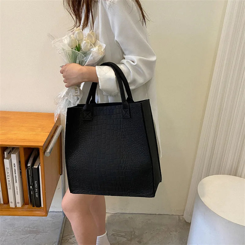 Crocodile Embossed Felt Handbag Shoulder Bag Crossbody Bag