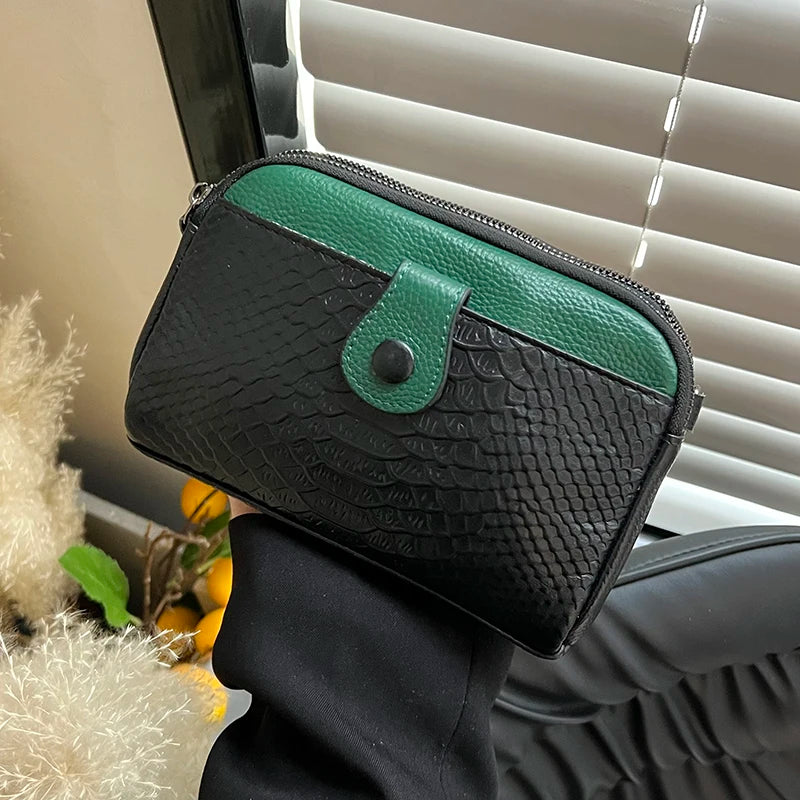 Crocodile Grain Leather Women's Shoulder Bag Messenger Bag