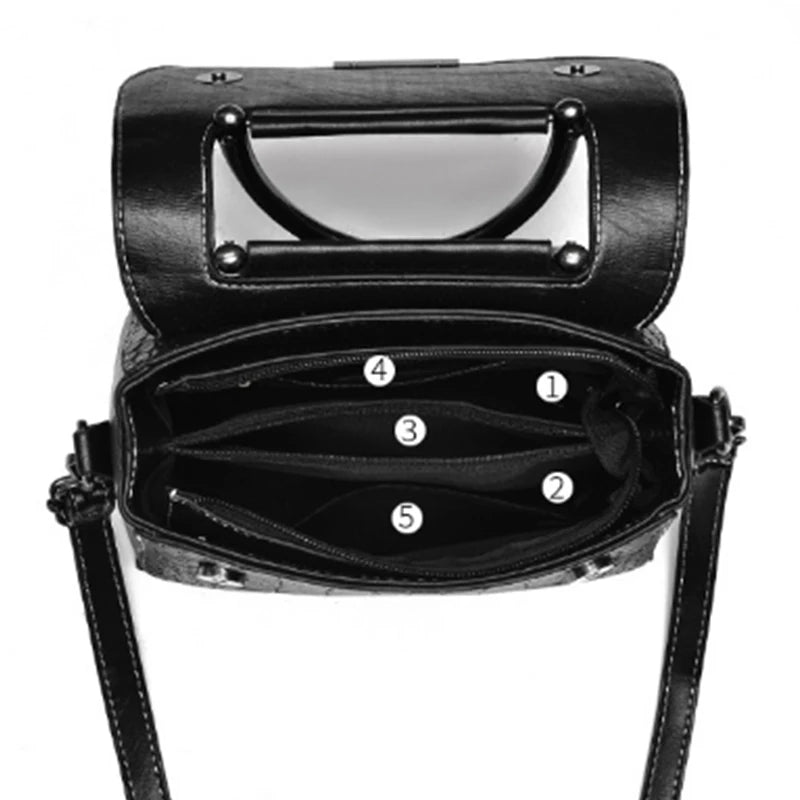 Vintage Crocodile Handbag Leather Shoulder Crossbody Bag for Women