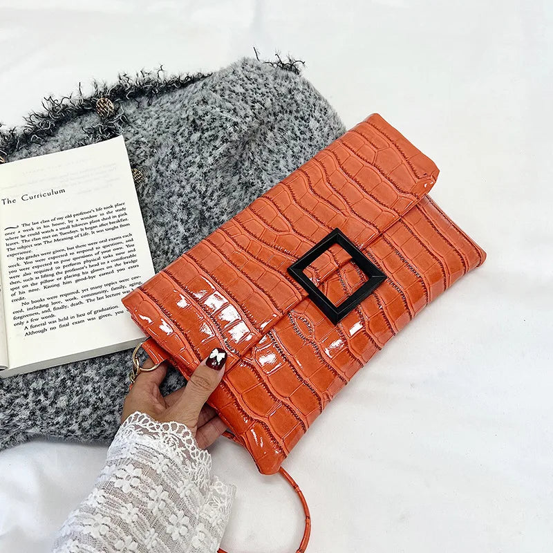 Crocodile Handbags PU Leather Clutch Bag Female Square Purse Ladies Wallet