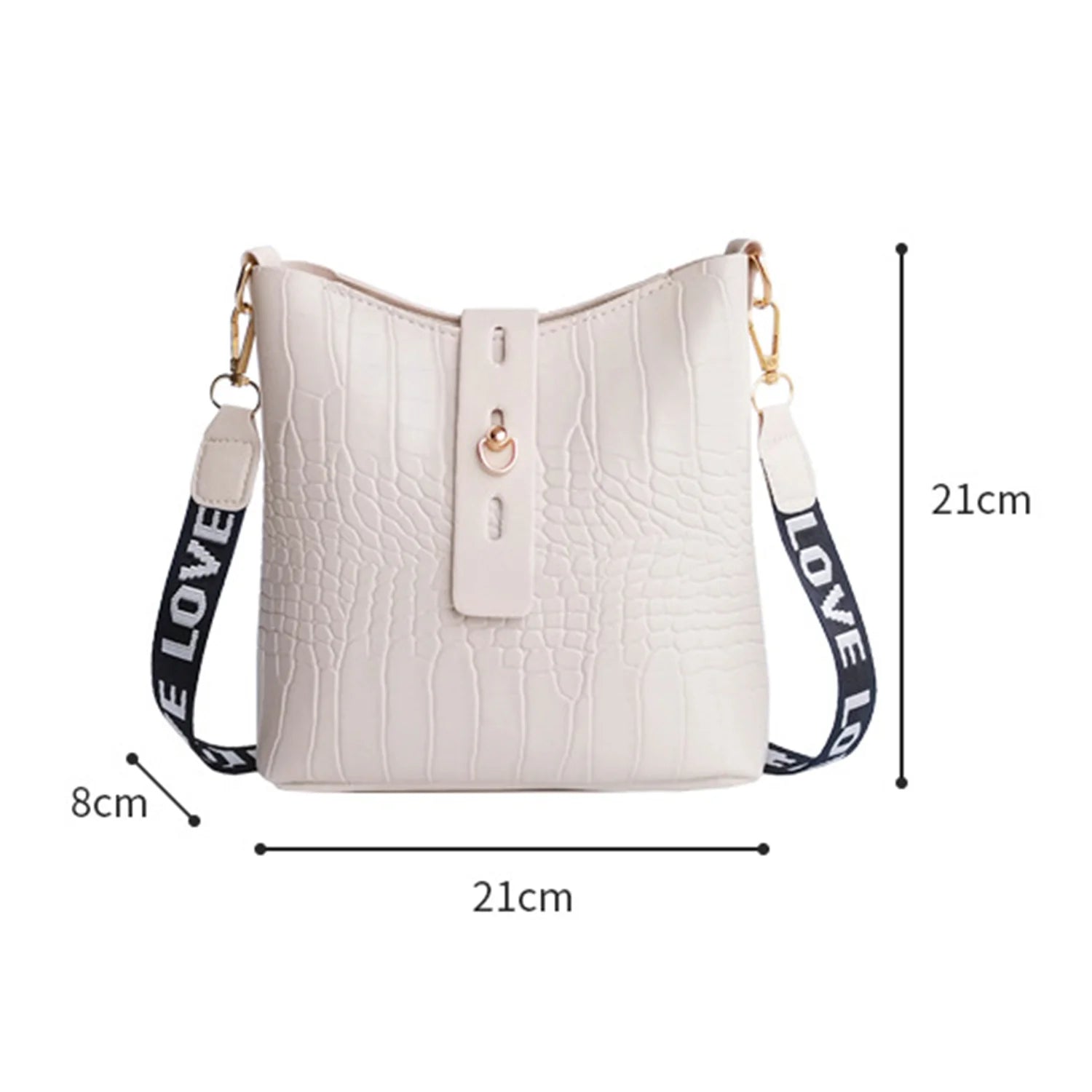 Crocodile Messenger Bag Women PU Leather Crossbody Handbag