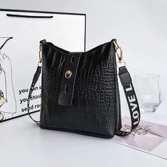 Crocodile Messenger Bag Women PU Leather Crossbody Handbag