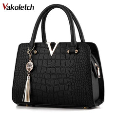 Crocodile PU leather Women Bag V letters Handbags Lady Shoulder Crossbody Bags