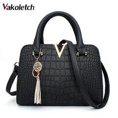 Crocodile PU leather Women Bag V letters Handbags Lady Shoulder Crossbody Bags