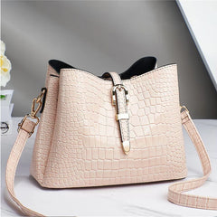 Crocodile Pattern Bucket Bag for Women Crossbody Bag Patent Leather