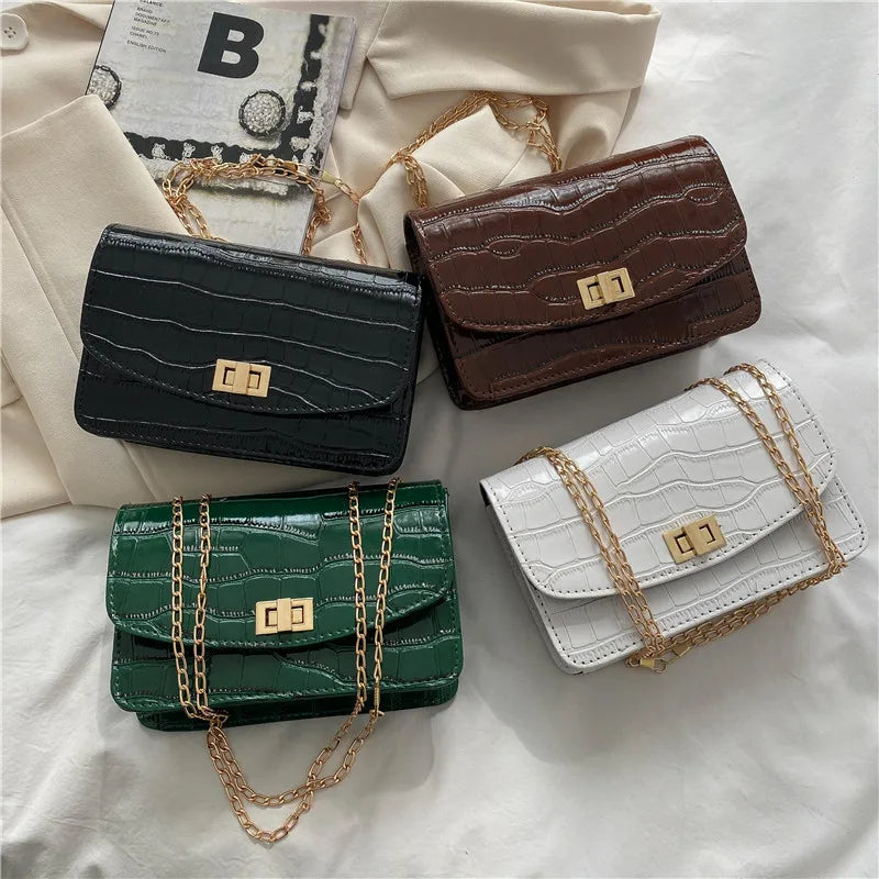 Stylish Croc Pattern Shoulder Bag for Women