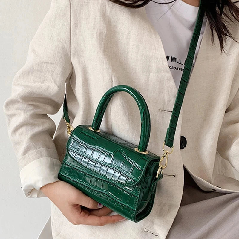 Crocodile Pattern Crossbody Chain Handbag Small Bag PU Leather Ladies 5 Colors