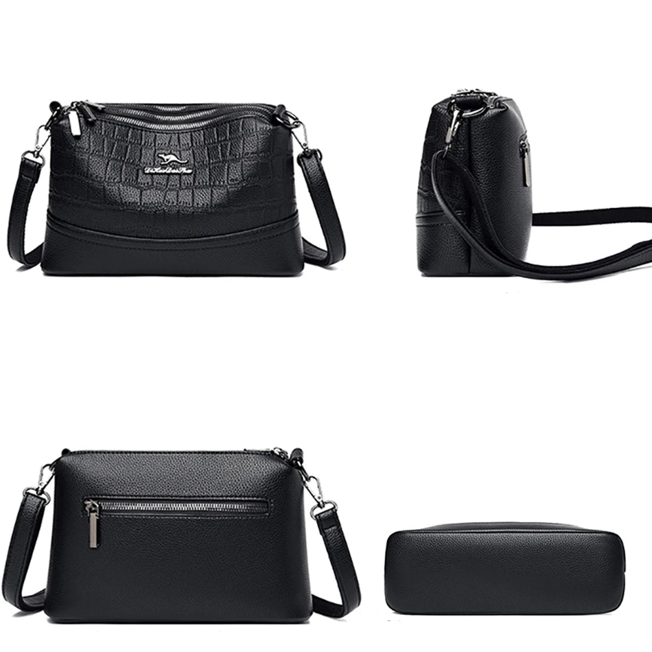 Crocodile Pattern Crossbody Bag Soft Leather Shoulder Bag
