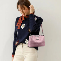 Crocodile Pattern Crossbody Bag Soft Leather Shoulder Bag