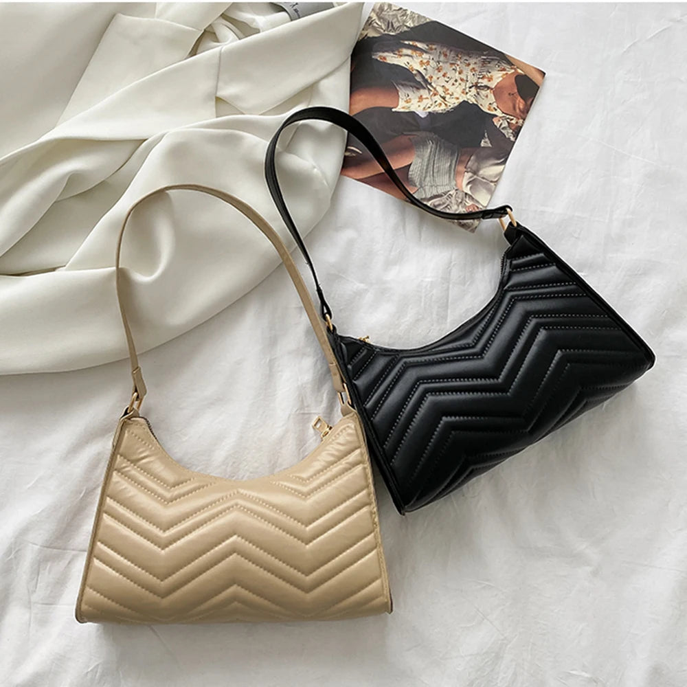 Crocodile Pattern Half-Moon Leather Crossbody Bag