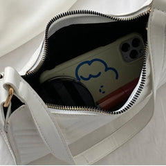 Crocodile Pattern Half-Moon Leather Crossbody Bag