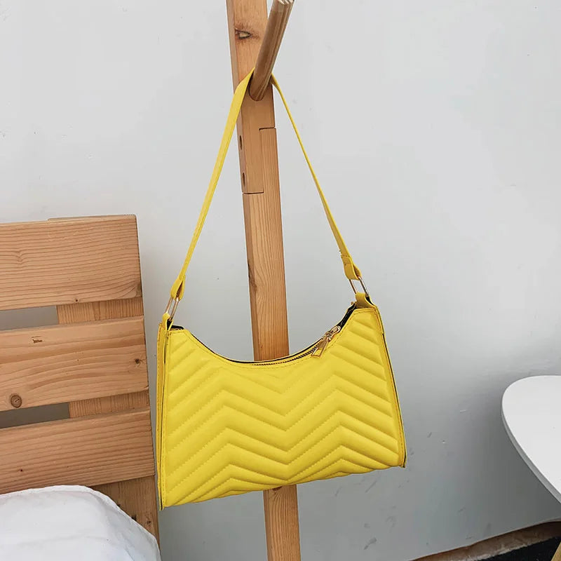 Crocodile Pattern Half-Moon Leather Crossbody Bag