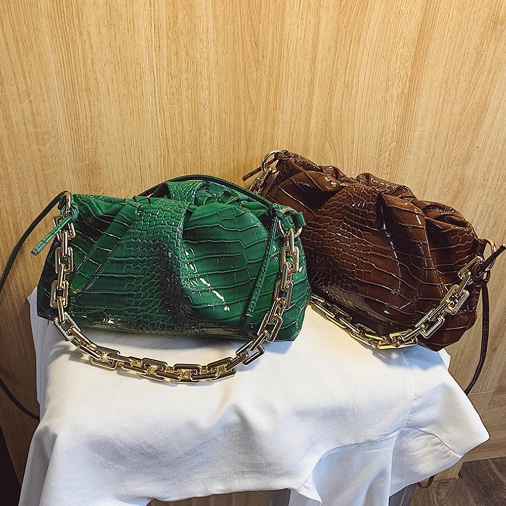 Crocodile Pattern Handbag Chain Crossbody Bag