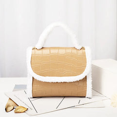 Crocodile Pattern Handbags Women Bags Fleece Shoulder Bag
