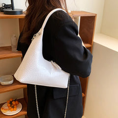 Crocodile Pattern Ladies Chains Hobo Shoulder Purses Stone Pattern Retro Underar