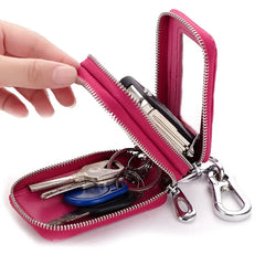 Crocodile Pattern Men Leather Double Zipper Keys Wallets