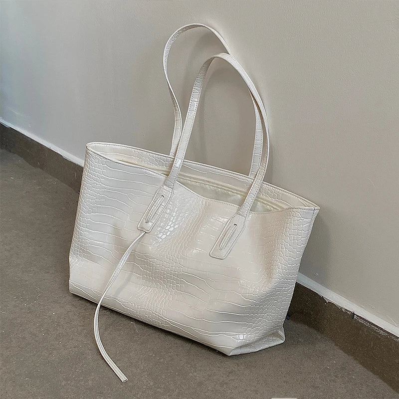 Crocodile Pattern PU Shoulder Bag Large-capacity Women's Handbag