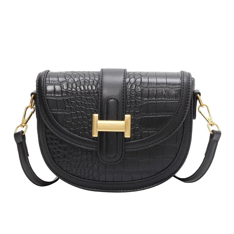 Crocodile Pattern Crossbody Saddle Bag for Women