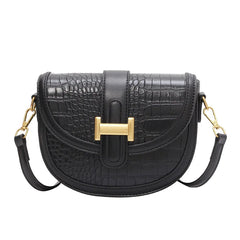 Crocodile Pattern Crossbody Saddle Bag for Women