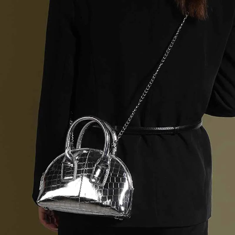 Crocodile Pattern Metal Mini Shell Bag