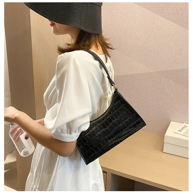 Crocodile Pattern Shopping Bag Retro Casual Women Totes Small Shoulder Bags