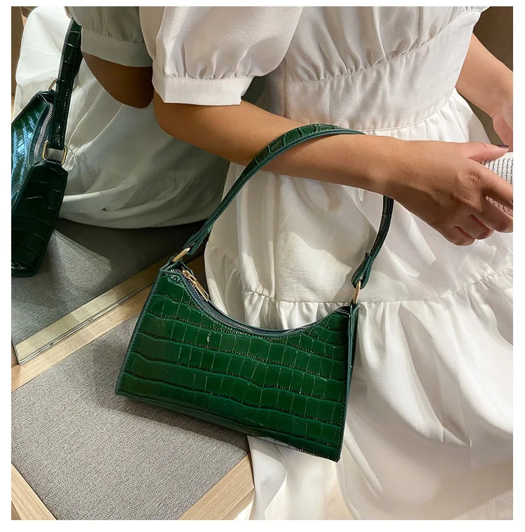 Crocodile Pattern Shopping Bag Retro Casual Women Totes Small Shoulder Bags